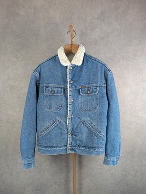 Rifle Denim Trucker Jacke Herren klein blau Sherpa gefüttert Vintage Style