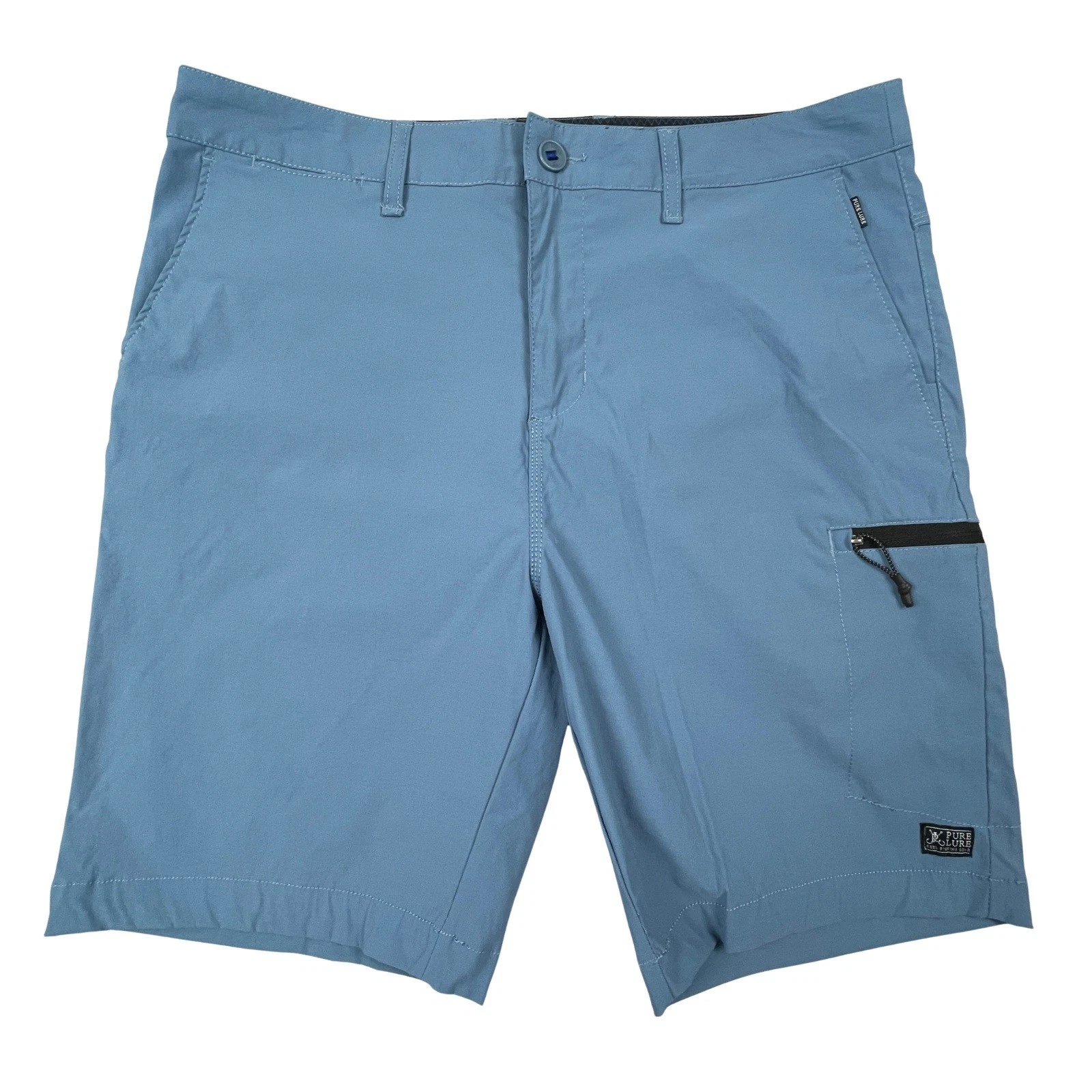 Pure Lure Men 34 PM Canyon Hybrid Fishing Shorts Light Blue Nylon Stretch 9"