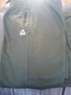 NEW REEBOK-Forest Green Jersey Poly Mens Athletic Warm Up Sweat Pants (S)  bag76