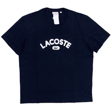 Lacoste Men's Big & Tall Crew Neck Graphic T-Shirt Blue Logo Print TH0606-166