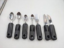 7 Piece Parkinsons Utensils Weighted Utensils Rubber Nonslip Handle Stainless