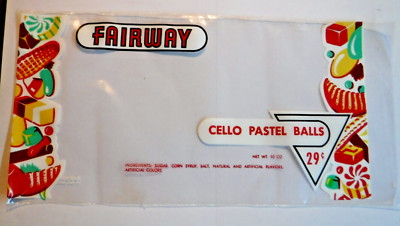 Vintage~FAIRWAY FOODS~PLASTIC TREAT BAG~MOVIE TV PROP~Display~Candy~Pastel Balls