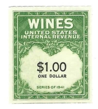 STAMP US SCOTT RE173 "Numeral $1 Wines" $1 MNH 1941 CV $10