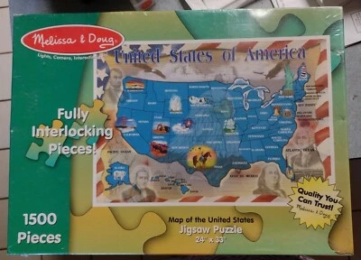 Melissa & Doug 1500 pc Puzzle USA, 24x33 BRAND NEW - Image 1 of 4