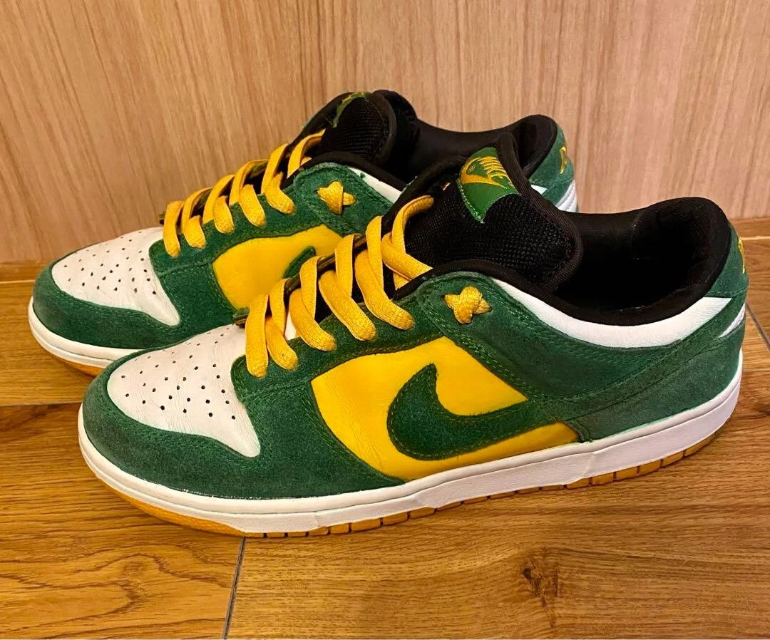 Nike Sb Dunk Low Pro Sb Buck Us 9.5 Shoes Vintage Green Yellow