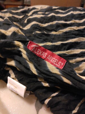 Alexa's Angels Scarf Beaded Black And Cream Sheer Vintage