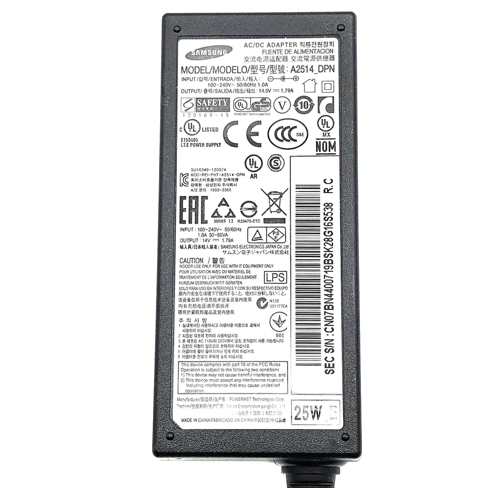 Genuine Samsung 25W AC Adapter for S22C130N S22C150N S22C300B Samsung Monitors - Image 2 of 4