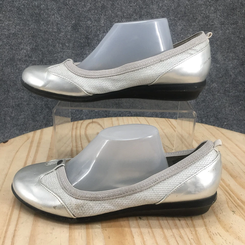 Laura Ashley Shoes Womens 7.5 M Wenlock Slip On Flats Silver Faux Leather Low - Image 2 of 4