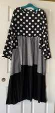Women Black Print Patchwork Cotton Blend Dress SZ: 4XL (see Measurements) New 