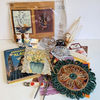 Grandma's Vintage Junk Drawer Lot-Crafts Knick Knacks Kitchen Crystal Home Decor