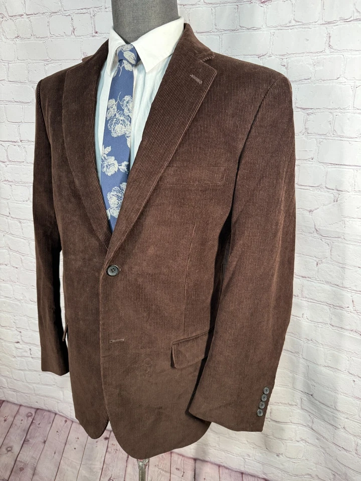 DOCKERS Mens Brown COTTON CORDUROY Classic Fit Sport Coat Blazer Jacket SIZE 42R - Image 2 of 4