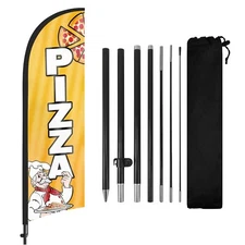Pizza Feather Flag 8FT Banner with Pole and Stake for Pizza Shop Advertising