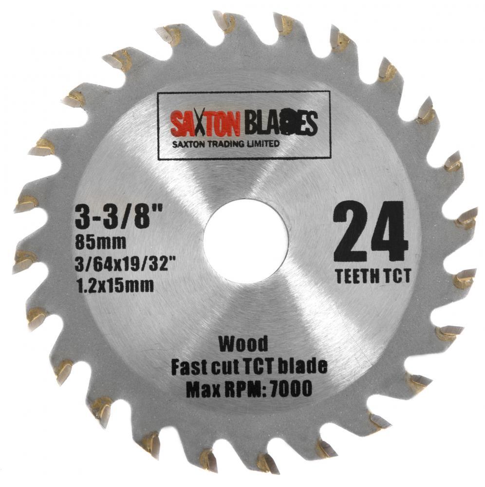 Saxton 85mm x 24T TCT Circular Wood Saw Blade for Worx Worxsaw Bosch Ryobi..