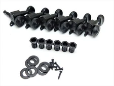 6 In-Line Mini LOCKING Guitar Tuners 18:1 Ratio - Black Oval Button