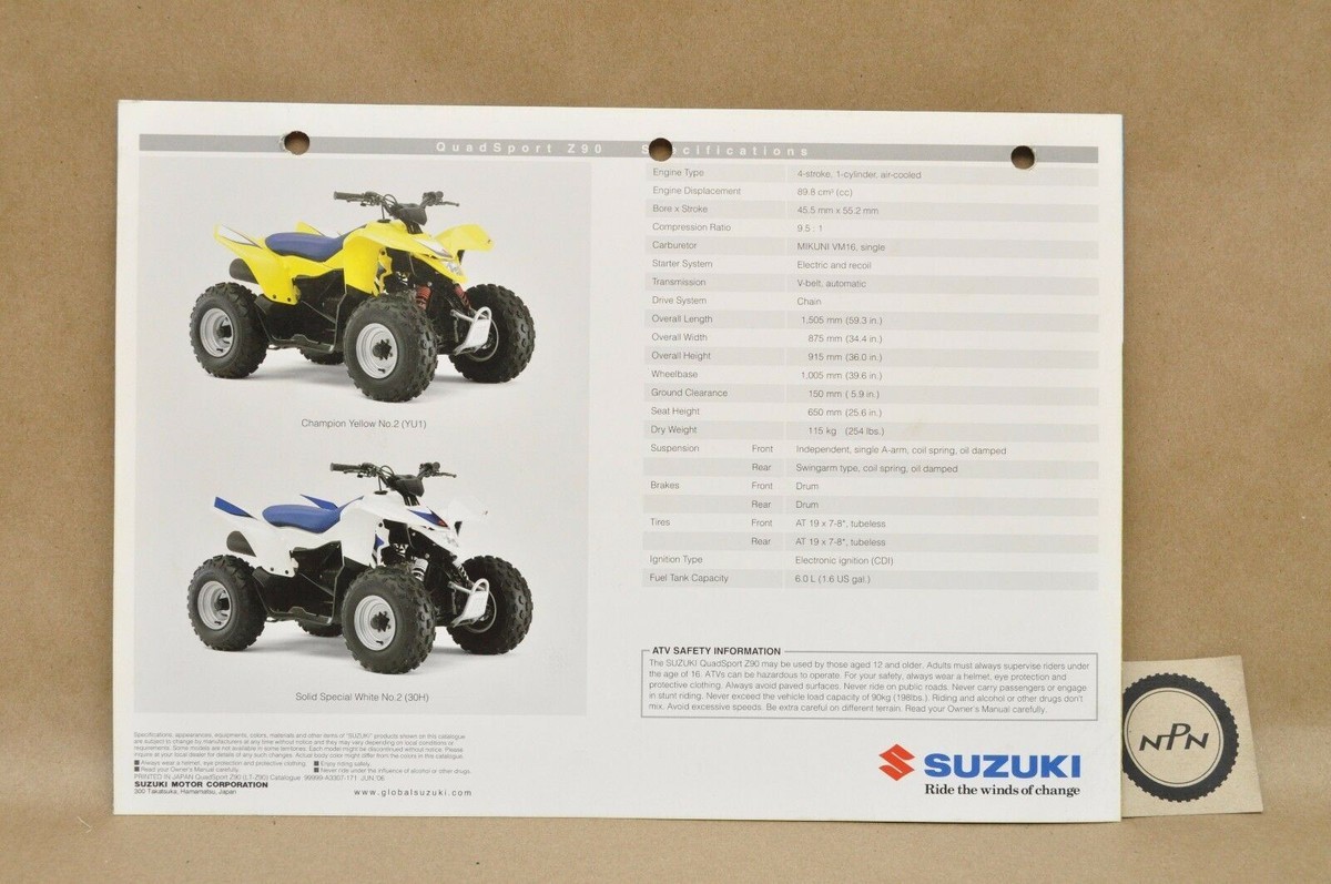 2006 Suzuki ATV Quad Sport 90 Z90 Features Specifications Brochure