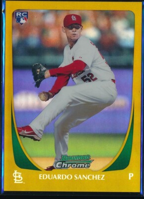 2011 Bowman  Chrome Gold Refractor 15/50 Eduardo Sanchez #76 Rookie RC CARDINALS