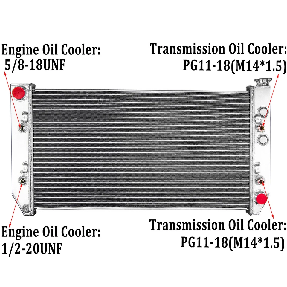 4-Row Core Radiator For 1982-1986 Chevy C10 C20 C30 K10 K20 Pickup Suburban 6.2L - Изображение 2 из 4
