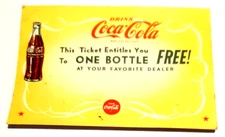 Drink Coca-Cola Cardboard Ticket One Bottle Free at your favorite dealer