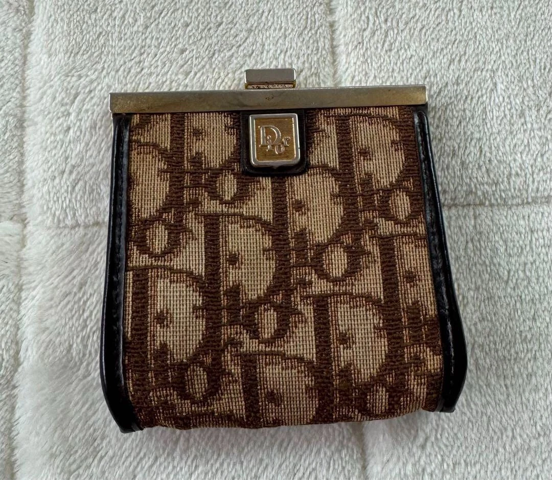 Christian Dior Portefeuille Porte Monnaie Sac à Main Marron Trotteur Femme Authentique