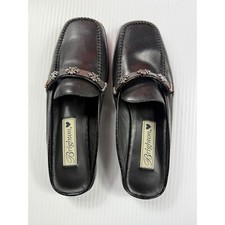 Brighton Leather Mules Slides Loafers Ornament Detail Black Size 6M