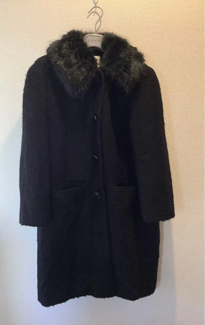 Cappotto Kate Spade New York bottoni fiori nero taglia 2 pelliccia finta dal Giappone