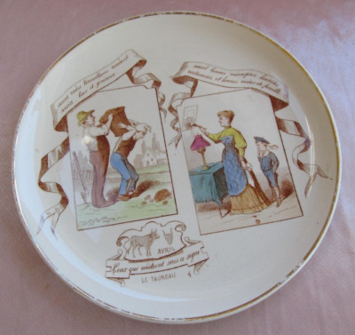 Talking Polychrome Plate Faience Creil Montereau Horoscopes April The Taurus