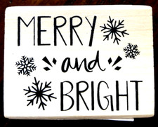 New RECOLLECTIONS "MERRY AND BRIGHT" Snow Flake Christmas Song Noel Rubber Stamp