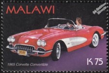 1965 CHEVROLET CORVETTE (Chevy) Convertible Car Stamp (2003 Malawi)