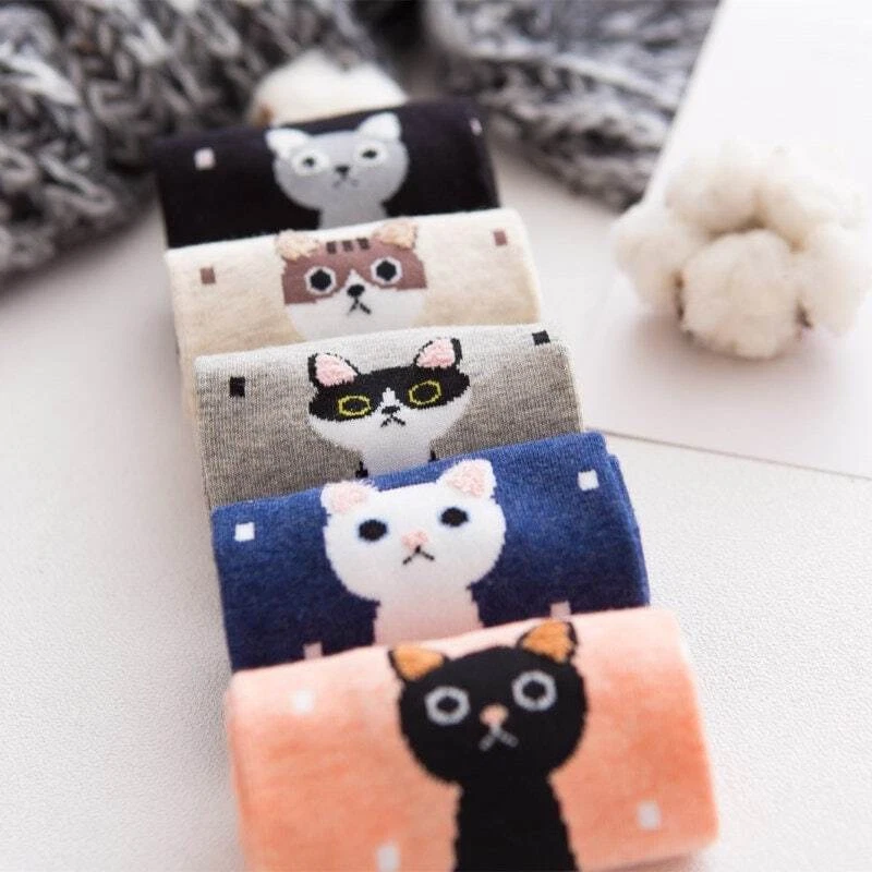 Mujeres Niñas Preciosos Calcetines Gato, Animales Algodón Calcetines al Tobillo, Regalo Amante de los Gatos Foto 4 de 4