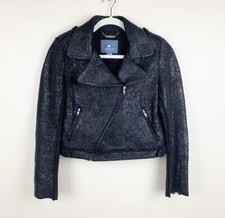 Gryphon New York Moto Jacket Women's Medium Black Biker Shimmer