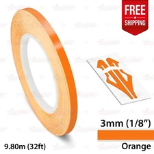 ORANGE 1/8" 3mm Roll PIN STRIPE Car Striping Trim Line TAPE Decal Vinyl Sticker