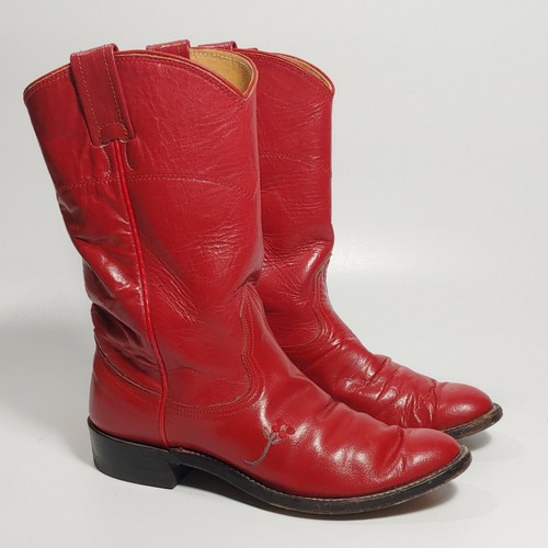 Red Leather Roper Cowboy Boots 5.5 
