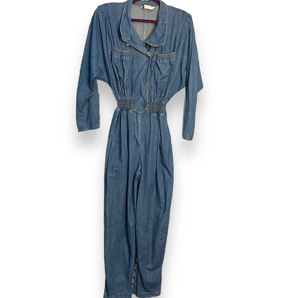 Mono Denim D. Frank Para Mujer 16 Azul Bolsillos Vintage Años 80 90 Informal Foto 2 de 4