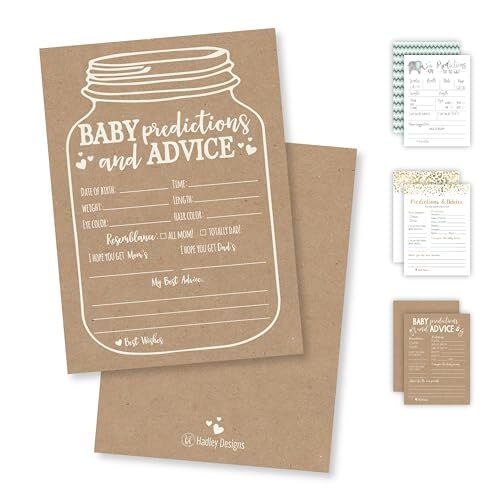 50 Mason Jar Advice and Prediction Cards Baby Shower Game, New Mom & Dad Card...