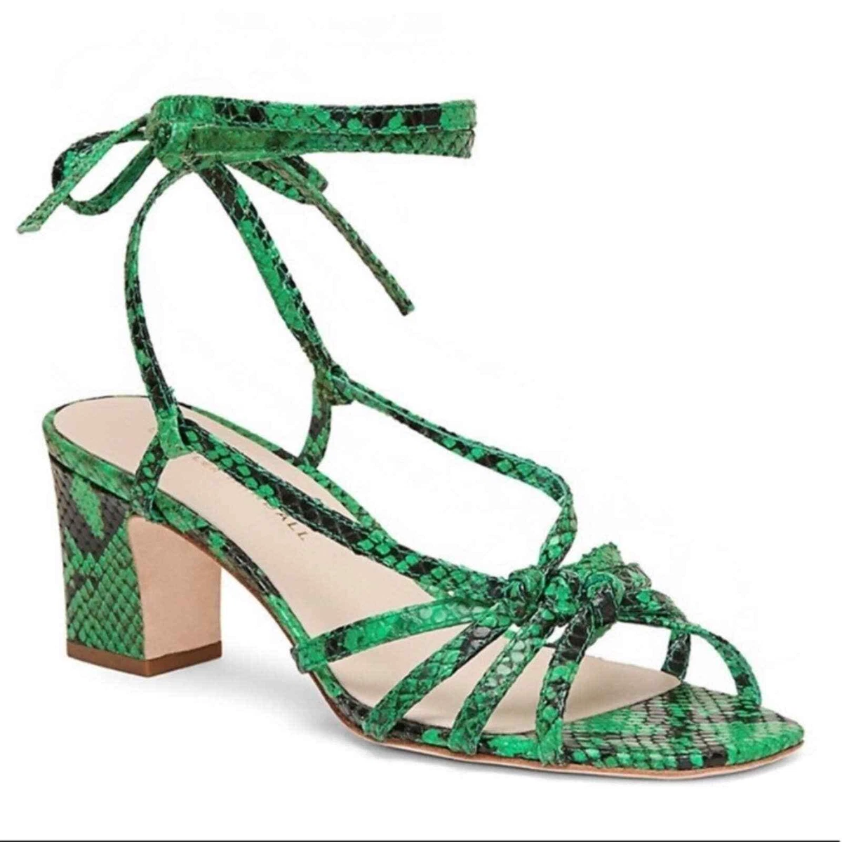 Loeffler Randall Libby Sandals Green Snakeskin Size 8B eBay