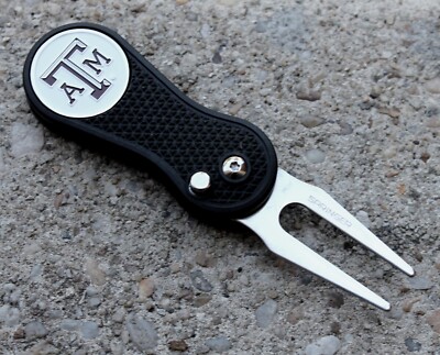 TEXAS A&M AGGIES BLOCK PRINT NCAA SEC Logo Ball Marker Switchblade Divot Tool B
