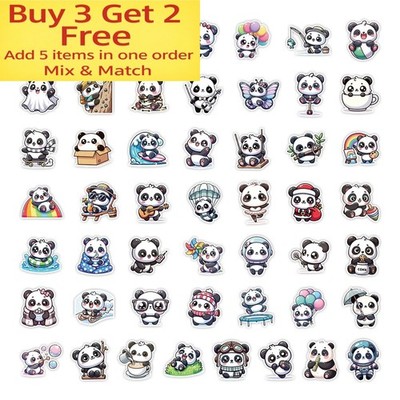 50pcs Waterproof Stickers Cute Cartoon Panda Luggage Phone Laptop Water Bottle