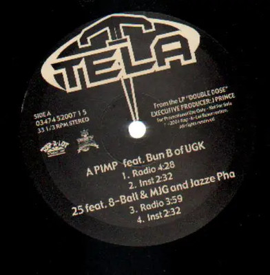 Tela A Pimp Vinyl Single 12inch NEAR MINT rap-a-lot records