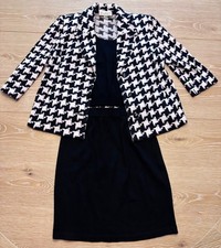 St. John Collection Black White Houndstooth Knit Blazer Size 8, Skirt Shell