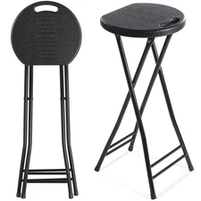 2 Pcs Tall Folding Chair Portable Plastic Stool Chair Heavy Duty Foldable Bar...