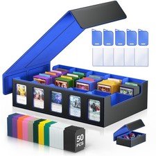 MORCCO Trading Card Storage Box 5Row 3900 Capacity, Black Blue