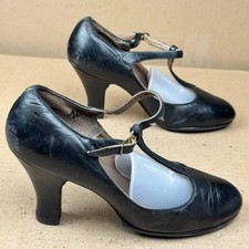 Women's Vintage Genuine Leather T-Strap Pumps Heels Size 5.5 damage