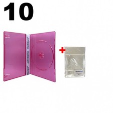 10 SLIM Clear Red Color Single DVD Cases 7MM 100 OPP Bags