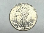 1942 AU-UNC slider 58+ WALKING LIBERTY silver half dollar. 100% luster. #ud1