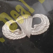 Basic Parachutiest (Jump Wings) Tie Tack Pin, 3/8"H x 7/8"W, No-Shine Insignia