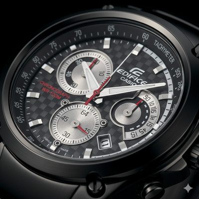 Premium Casio EDIFICE EF-507BK Chronograph Sportliche Eleganz Schwarz byHuriye