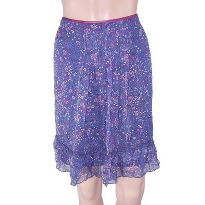 Goè Damen Rock blau Größe Xl aus 100% Seide kurz ausgestellt mit Rüschen Drapierungen