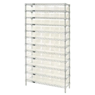 Quantum Storage Systems - WR12-107CL - 12x36 Wire 12 Shelf Unit W/44 Bins Clear