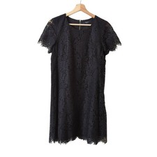 Madewell Floral Lace Shift Dress Womens 2 Black Short Mini Formal Cocktail Party
