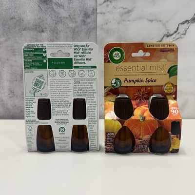 2- 2Pack Air Wick Essential Mist Refill  Limited Edition PUMPKIN SPICE Fragrance